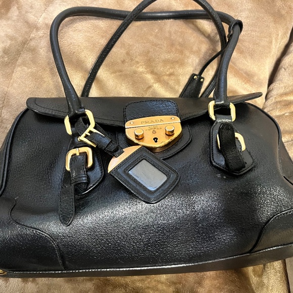 Prada Glace Calf Bauletto Shoulder Bag- Black - Picture 1 of 8